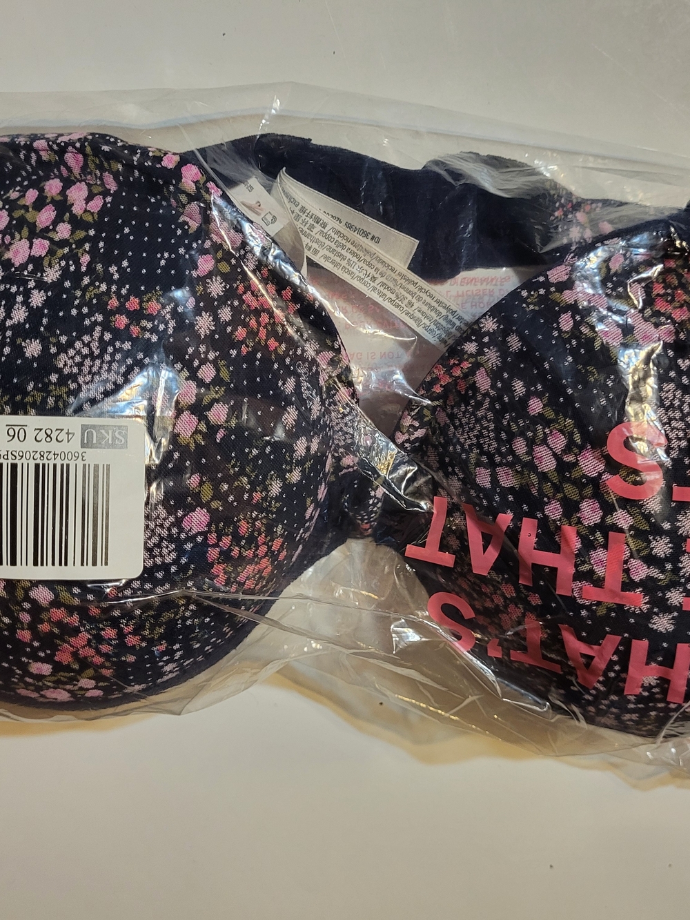 PINK Victoria's Secret Navy Bra with Pink Floral Trim